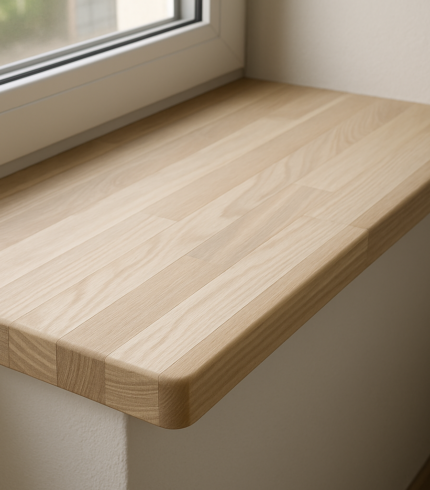 Підвіконня із дерева ясен, зрощенеий меблевий щит використовується для виготовлення підвіконня для кухні